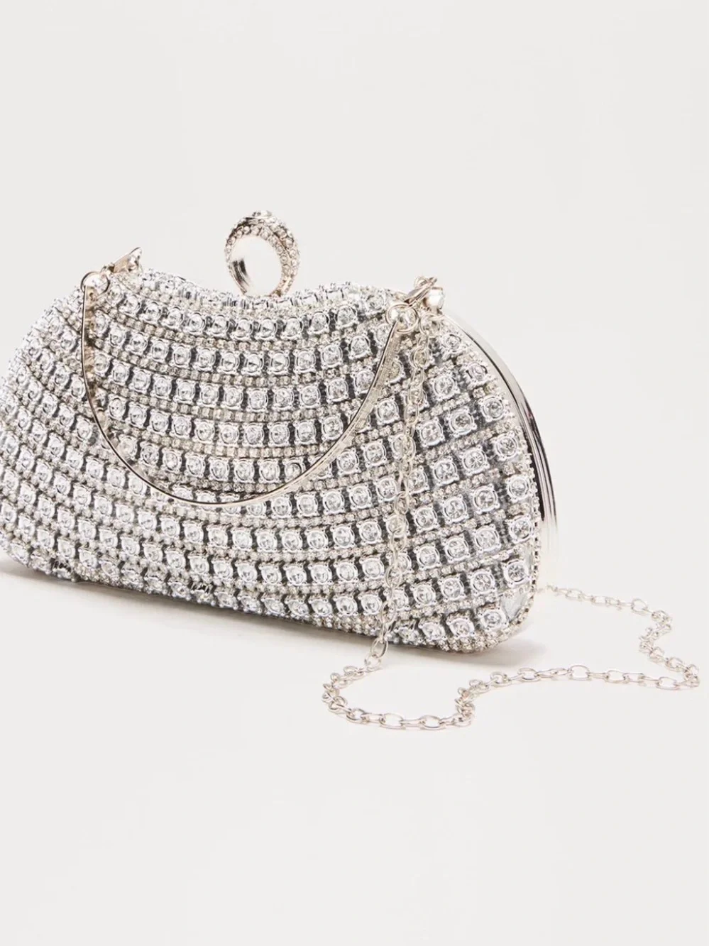 Fashion Nova Silver Crystal Evening Clutch